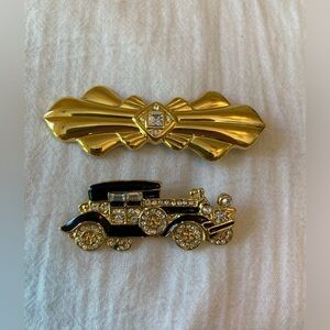 Bundle of 2 Vintage‎ Pins w/ Rhinestones